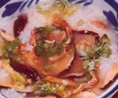 Rice Gruel - Black Mushrooms And Shredded Pork