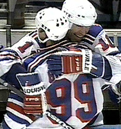 The Great One and Messier after Wayne's hat trick