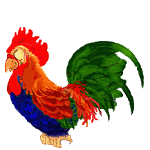 Talking rooster facing left