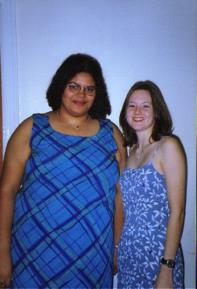 Joanna and her ex roommate before a formal dinner