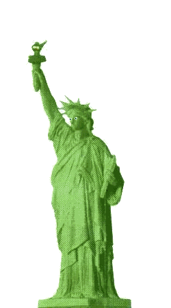Lady liberty comes to life 
when nobody's looking!