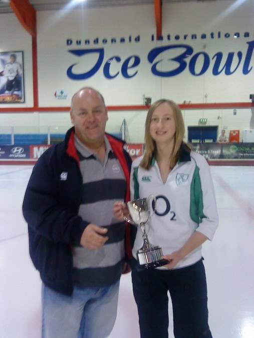 Chairman, Joe Passmore presents Kirsten with the Lyons Cup