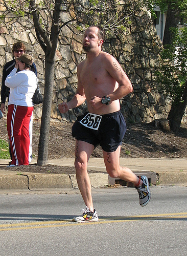 Image: Joe running in the Trideltathon Sprint Triathlon, Knoxville, Tennessee, April 22, 2007. Photo by Ethan Turner.