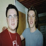 Jimmy & Mase down the A floor corridor, 2005