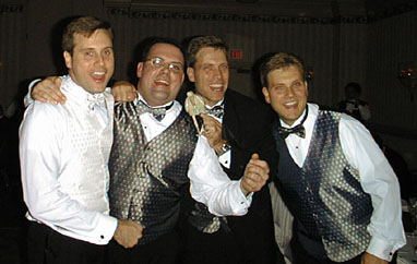 [Anthony, Kevin, me & Frank singing at Anthony's wedding]