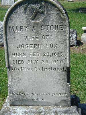 Mary Stone Fox, wife of Joseph Fox Sr.