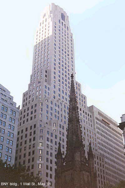 Vintage art deco.  Erected 1930.  HQ of Irving Trust until 1990.  Converted to  BNY HQ in 1997, which then left its 48 Wall site (condemned by NYC Health Dept due to dirty windows).