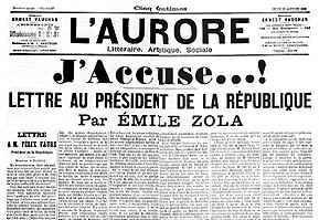 "J'accuse" 
dans l'Aurore