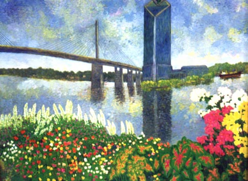 Painting of Bridge over River