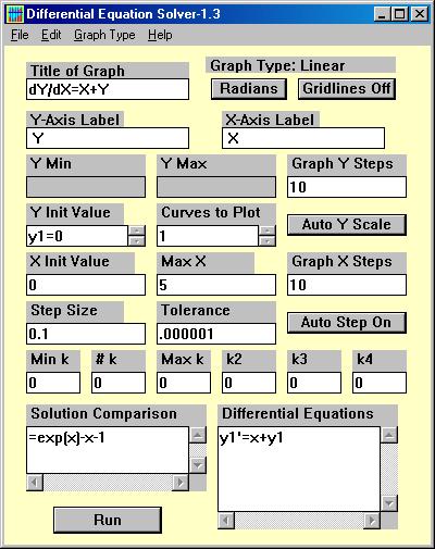 DiffEqnSolver Screen-shot