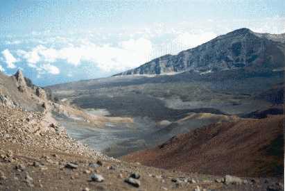 Lava flow in Heleakal Caldera viewed from partway down
