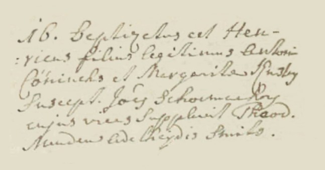 Doopakte van Henricus Konings