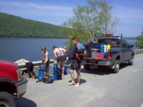 Getting suited up and setting up equipment