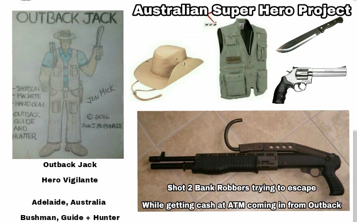 Outback Jack - Bushman, Hunter - Guide, Hero Vigilante - Outback, Adelaide Australia - Member of The Awesome Aussies - CosPlayer Mock Up