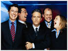 Steven Colbert, Ed Helms, Jon Stewart, Rob Coddry, and Samantha Bee laughin' it up.