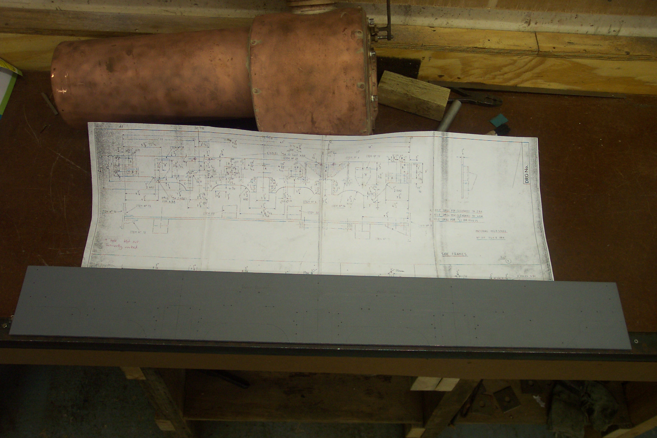 The frames now marked out. Boiler in the background belongs to PIXIE
