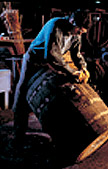 Man secring barrel