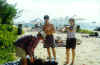 Putting sunscreen on (dad, me and Nicola)