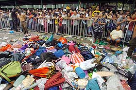 garbages pile up as bodies of victims were taken away from the stampede scene and brought to the funeral parlors-- photo from CBSNews