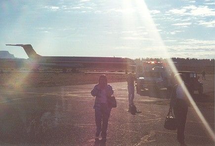 looking back at the plane