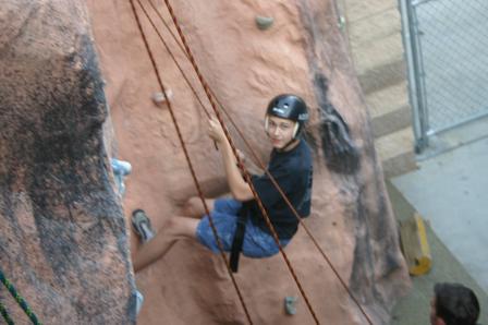 Me climbing the PJ's rock wall