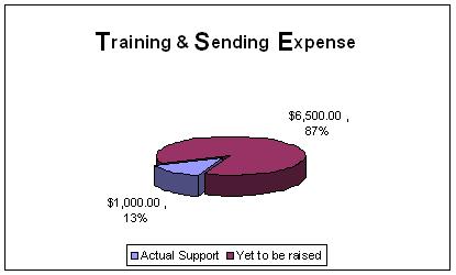 Pie-chart of what I need for my 6-month training and outgoing
expense