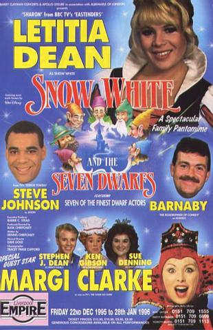 Letitia as Snow White over Christmas 1995, at the Liverpool Empire Theatre