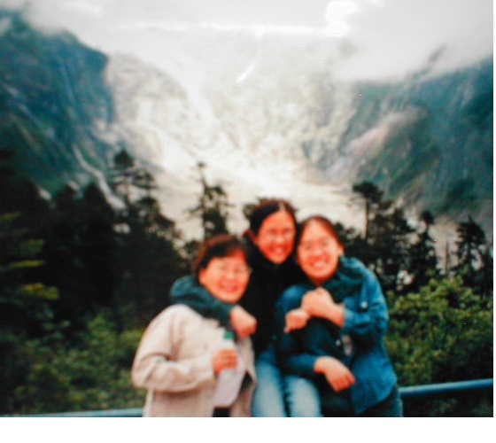 Mom, Elisha, and me in front of the glaciers