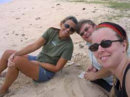 Joy, Melody, and Kristin at the beach