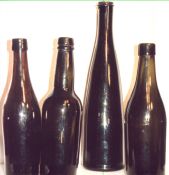 antique black glass bottles