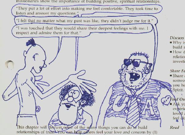 The positive impressions the three men in this picture had of missionaries show the importance of building positive, spiritual relationships.