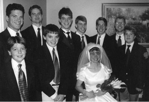 Here's them with all the brothers on both sides, except Dan, who was on a mission at the time.