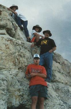 James, David, Dad, and Dan hiking somewhere, in 1995 or 96 or something like that.