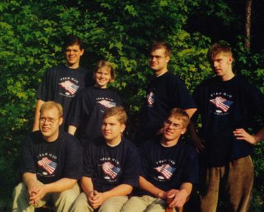 Payne family children, July 2000.  Back row (from left): Adam & Sara, Dan, James.  Front row (from left): John (me), David II, Sam.