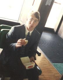 Sam at the airport on his way to Bangkok, shows that one is never to busy for a healthy and delicious kelp-and-gumbo burrito.