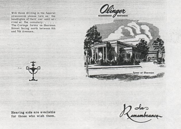 Front of funeral card for Benjamin H. Rogers