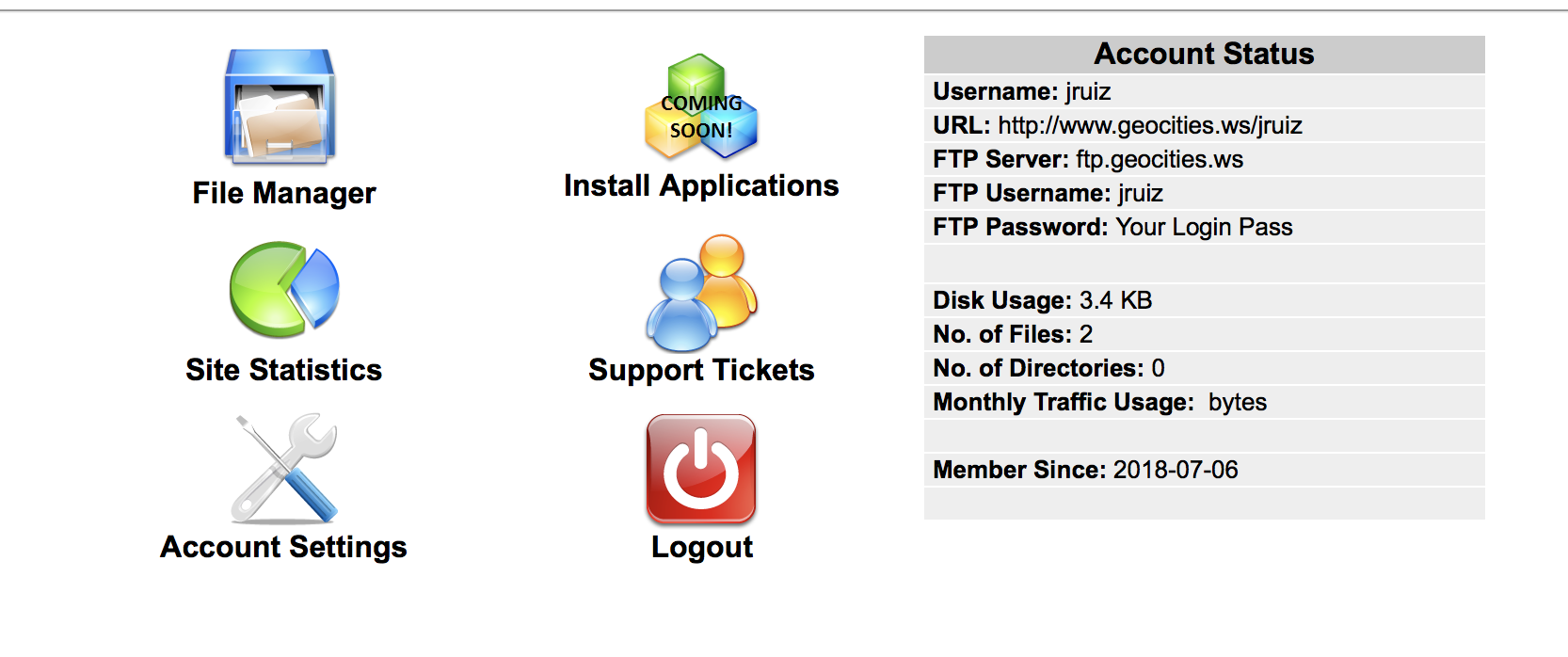 Geocities Account