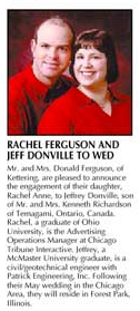 Jeff and Rachel's Engagement Announcement in Feb 9 Dayton Daily News