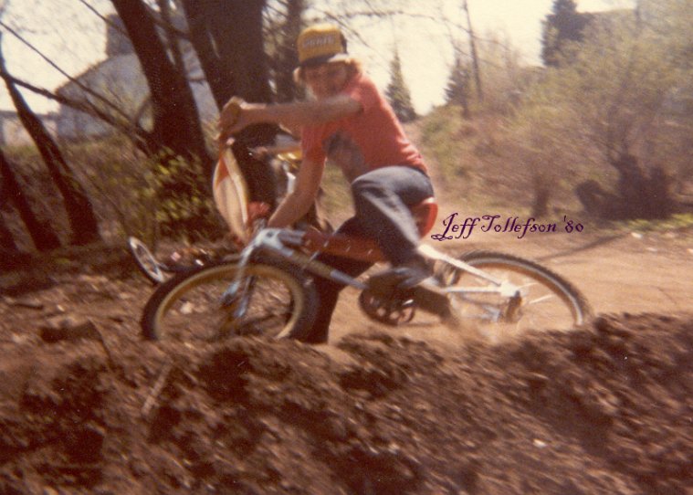 J.T. blasting around the first turn berm at the "Track"