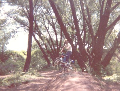 One handed kickturn at the "Track's" launch, 1982