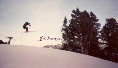 J.T. at Bridger Bowl Montana, transfer from one hill to another over a fence!!