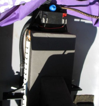 Battery placed behind the pedestal