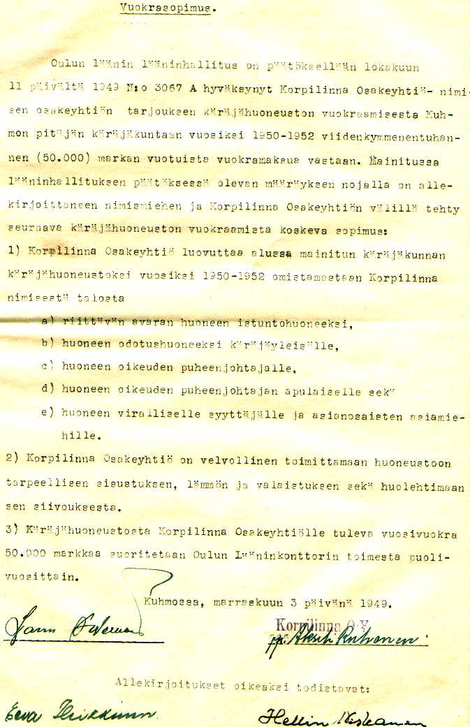 Käräjähuoneiston vuokrasopimus