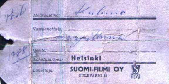 Filmilaatikon osoitelappu