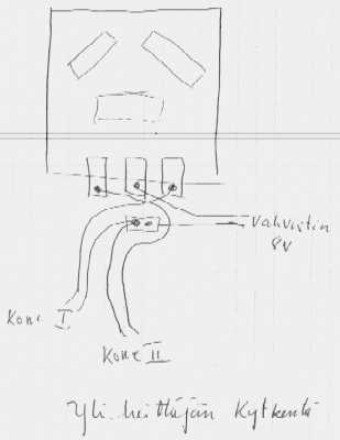 Yliheittolaitteen johdotus