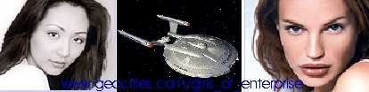 Girls in space a site dedicated to the most&nbsp; attractive and cutest girls&nbsp; of&nbsp; Star Trek: Enterprise Jolene Blalock and Linda Park. On this site there is&nbsp; information about&nbsp; why I like them, biographies, Pictures of the girls and rest of cast members of star Trek Enterprise and other Star Treks like Star Trek The Next Generation.There are also pictures of Star Trek Merchandise which buy online at www. starstore.com. There is also the review on Star Trek Enterprise itself, which tells what enterprise is all about. There is also a quiz to see if you know Star Trek itself as well as you do, links to My other websites such as Julia Style and Sk8er Girl and many more.