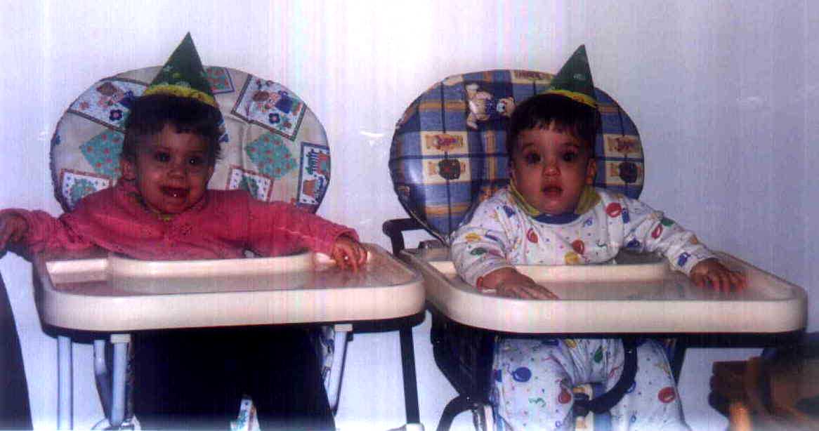 Brit and Zach in Yaki's birthday party hats