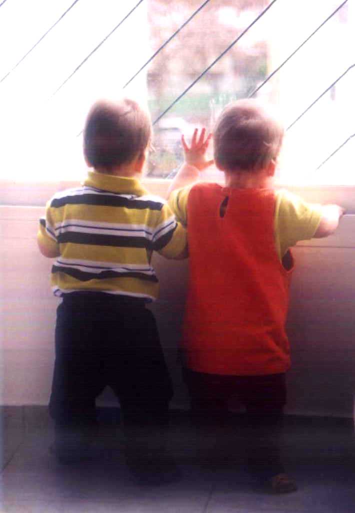 Zach and Brit gazing out the window