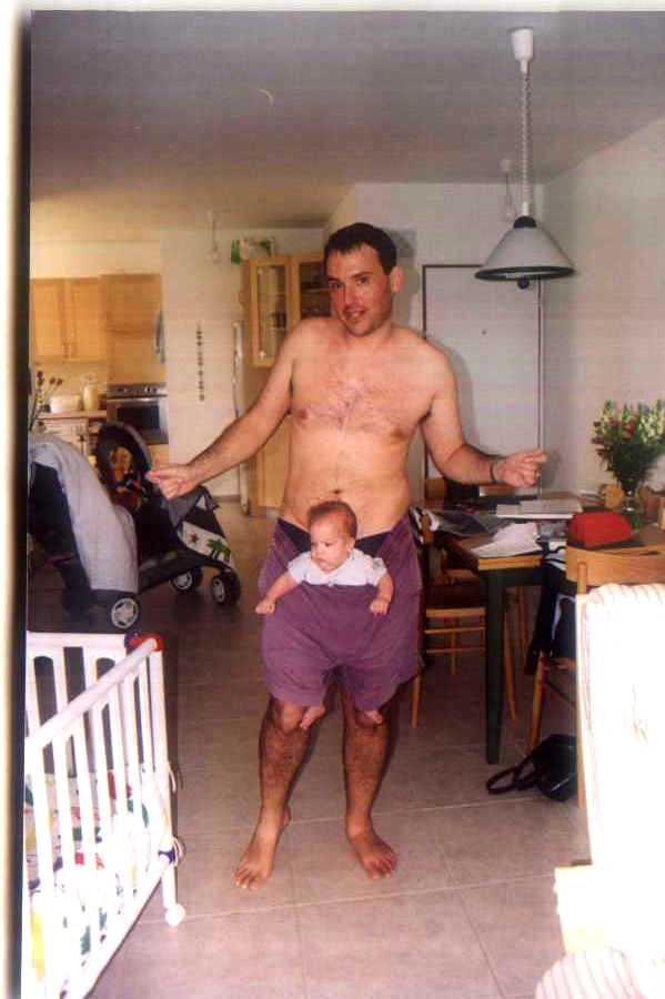 Zach in Daddy's pants