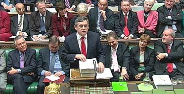 Gordon Brown delivers a Budget speech in the Chamber of the House of Commons